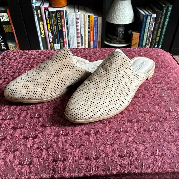 Beige Perforated Slip-On Mules - Picture 2 of 9